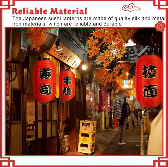 Japanese Red Silk Hanging Sushi Bar Lanterns Ramen Talk Sushi To Me Party Decor - Picture 7 of 14